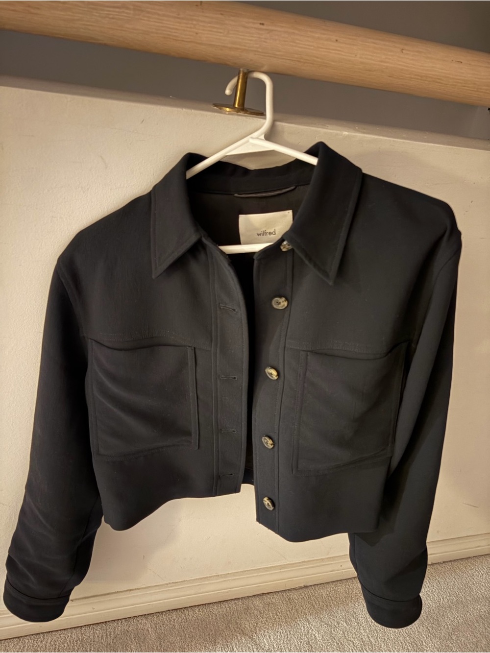 Wilfred Black Cropped Button-Front Jacket